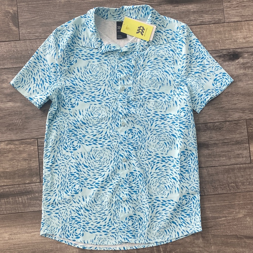 All in Motion Fish design button down
